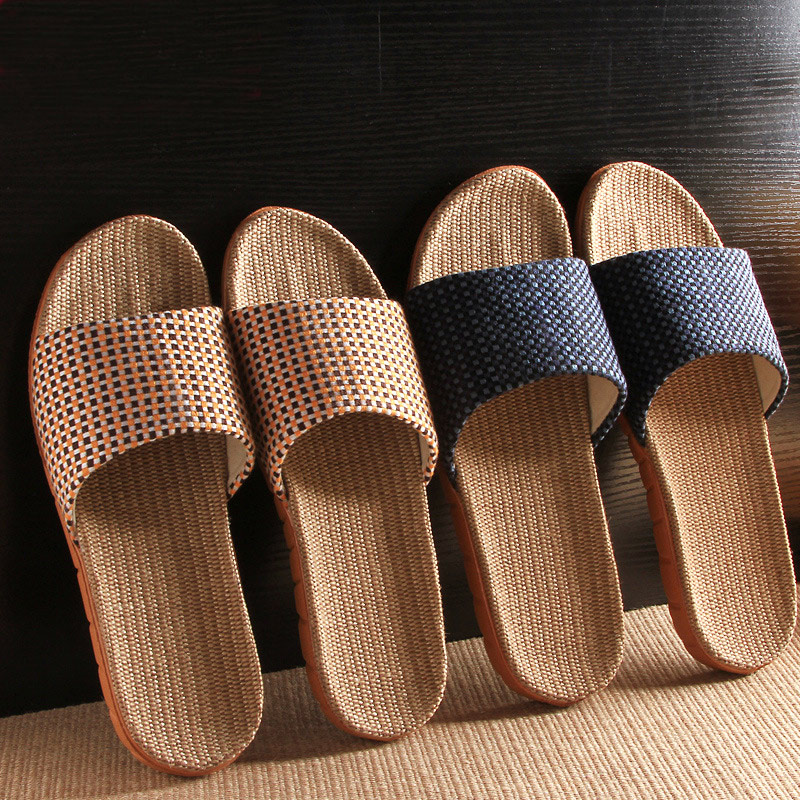 Mule Slip On - Mntrerm 2023 新しいスタイルのホームサンダル屋内滑り止めリネンスリッパ男性と女性のフラットスリッパチェック柄