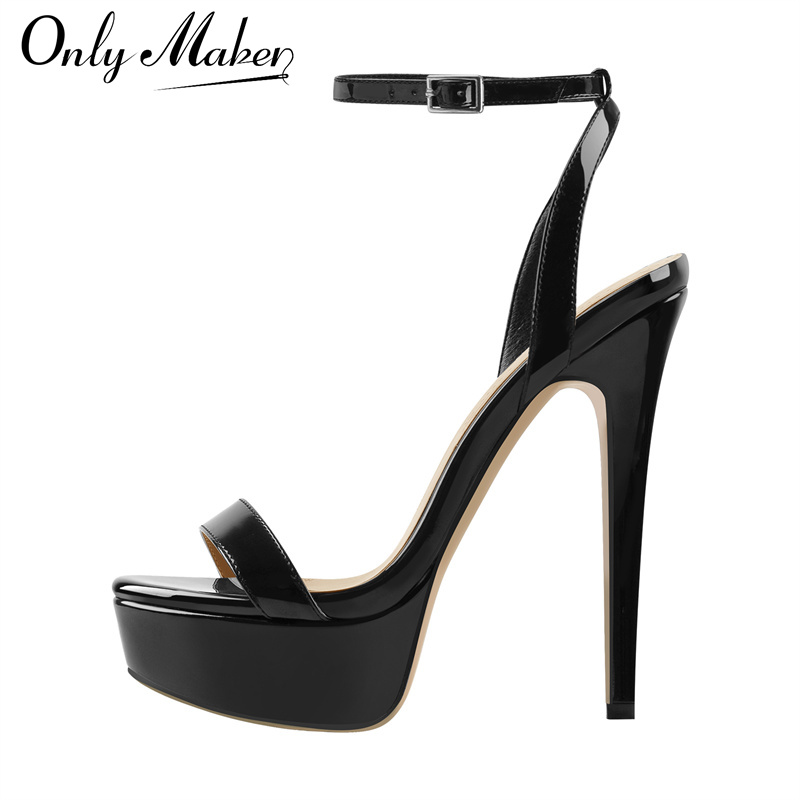 Women'S Shoes Quality - Onlymaker 女性プラットフォームスティレットハイヒールラウンドオープントゥアンクルストラップセクシーなヒールウェディングパーティードレスサンダル