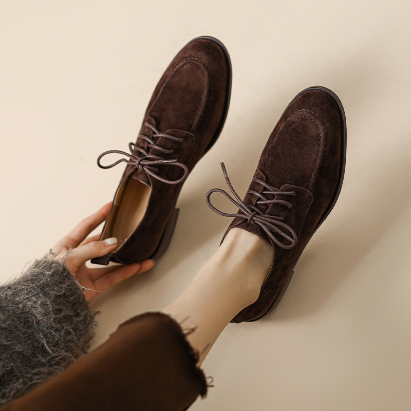 Oxford Lace Up Women - 2025年春秋新作 レディース レトロ レースアップ オックスフォードシューズ ラウンドトゥ