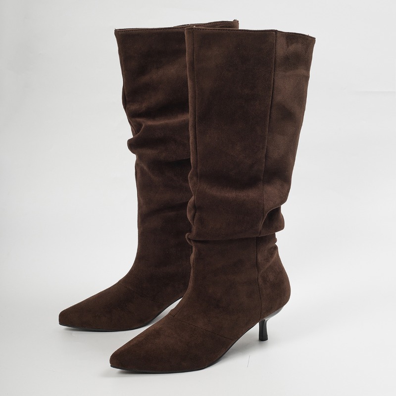 春・秋にぴったりの、フェイクスエード素材を使用した、ゆったり - Knee High Boots Women のレビューと価格