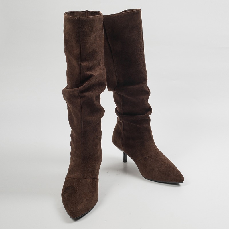春・秋にぴったりの、フェイクスエード素材を使用した、ゆったり - Knee High Boots Women のレビューと価格