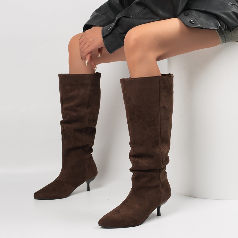 春・秋にぴったりの、フェイクスエード素材を使用した、ゆったり - Knee High Boots Women のレビューと価格
