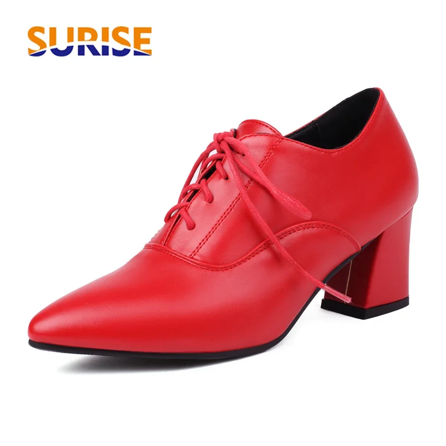 赤い英国製レディースオックスフォードシューズ、カーキ、黒、茶 - Oxford Lace Up Women のレビューと価格