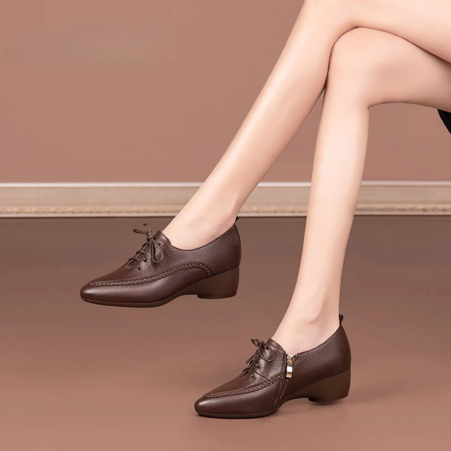 オックスフォードシューズ、レースアップ、ローヒール、カジュア - Oxford Lace Up Women のレビューと価格