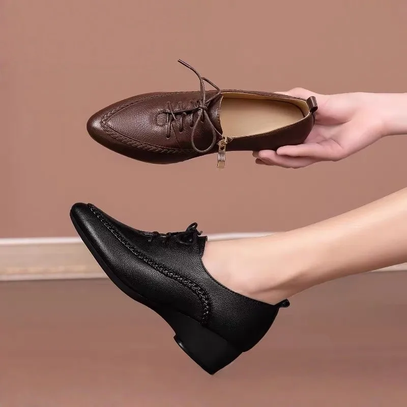 オックスフォードシューズ、レースアップ、ローヒール、カジュア - Oxford Lace Up Women のレビューと価格