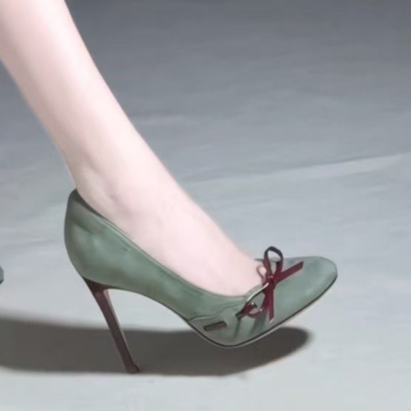気質抜群のハイヒール、ラウンドトゥ、浅履きスエード、蝶結び、 - Women'S Shoes Quality のレビューと価格
