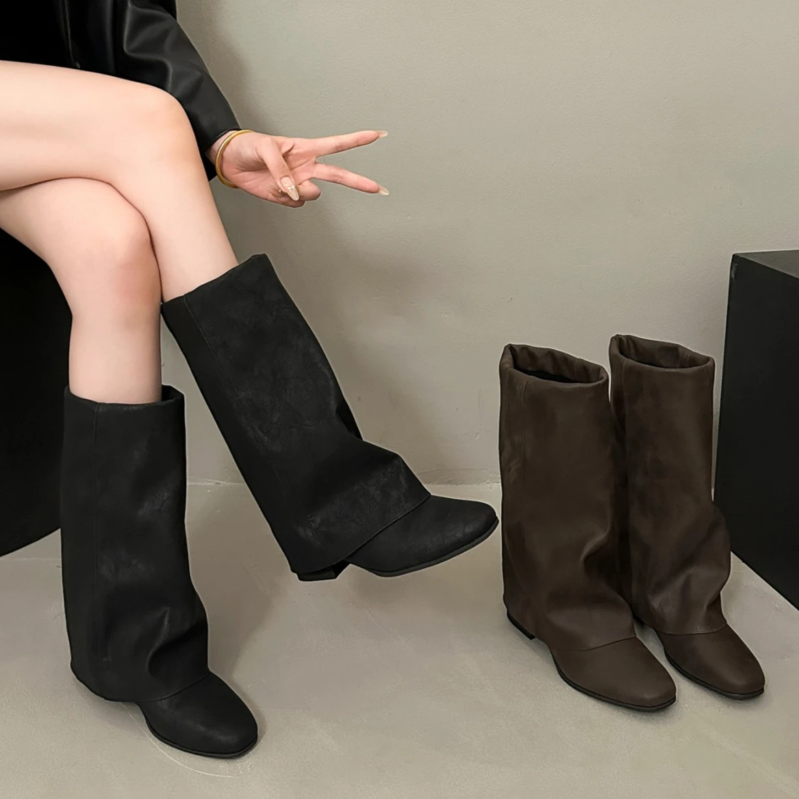 2026年秋冬新作、女性用ニーハイブーツ。丸い靴先、ハイヒー - Knee High Boots Women のレビューと価格