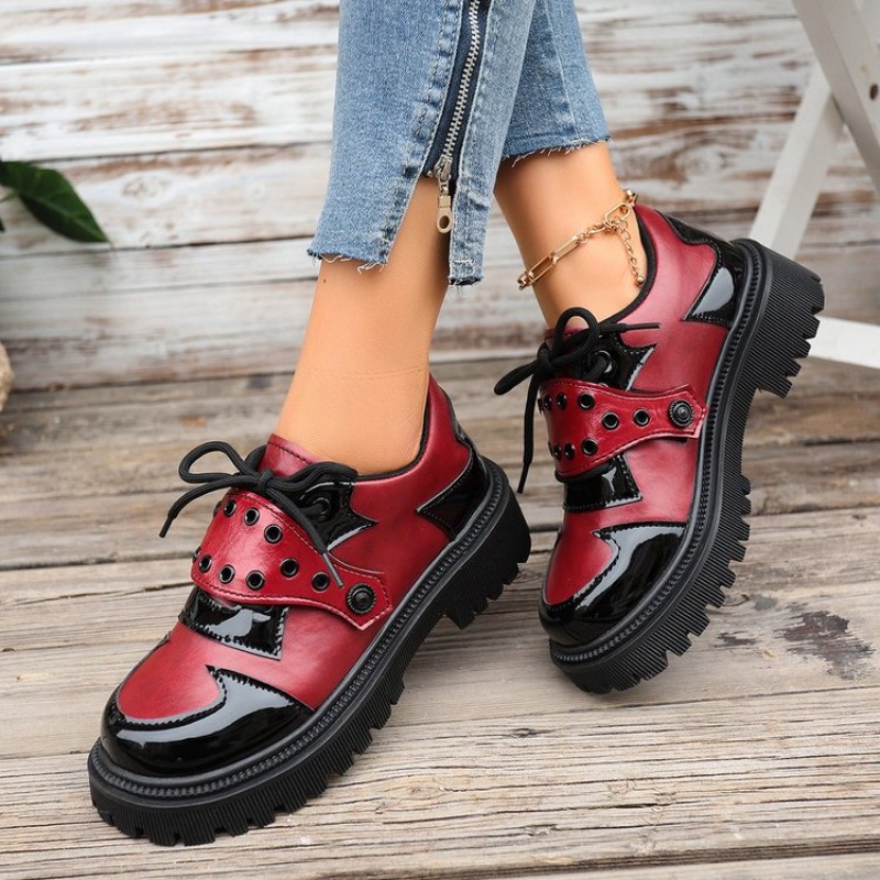 プラットフォームオックスフォードシューズ女性快適なプラスサイ - Oxford Lace Up Women のレビューと価格
