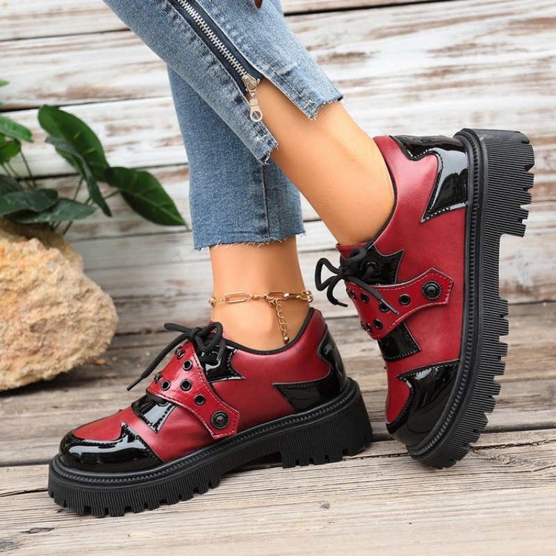 プラットフォームオックスフォードシューズ女性快適なプラスサイ - Oxford Lace Up Women のレビューと価格